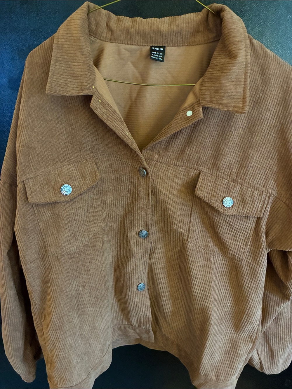 SHEIN Corduroy Shacket in Warm Brown
